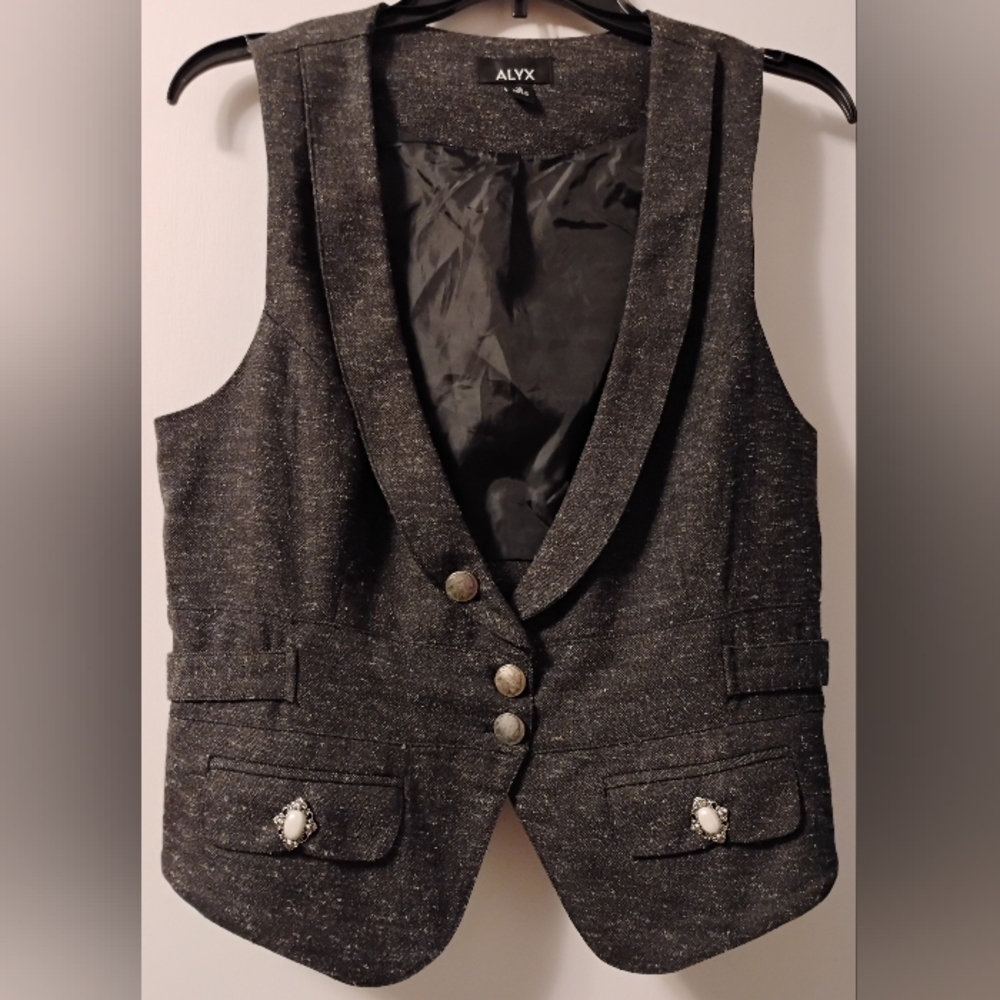 ALYX Grey Vest with Native American/Buffalo Buttons Size 12